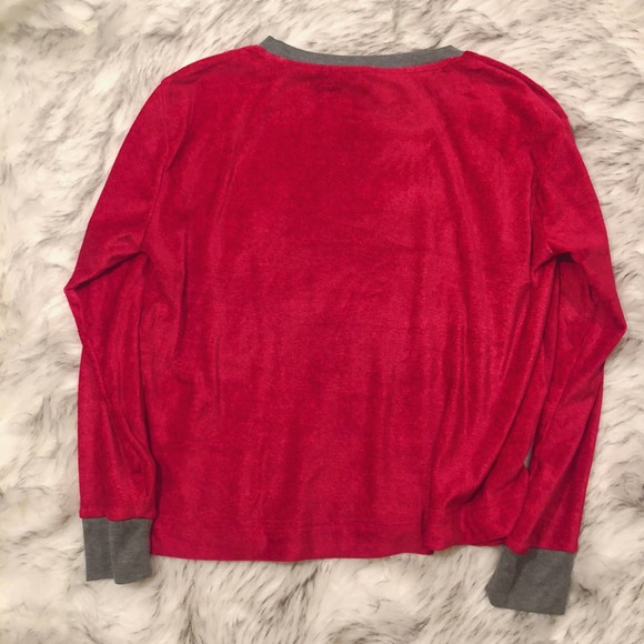 Ellen Degeneres Red & Gray Dog Christmas Embroidery Soft Pajama Shirt - Picture 8 of 9